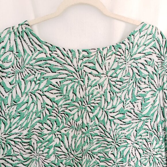 Emily Daniels Multicolor Green Floral Design Stretchy Shiny Flakes Plus Size 3X - Picture 12 of 15